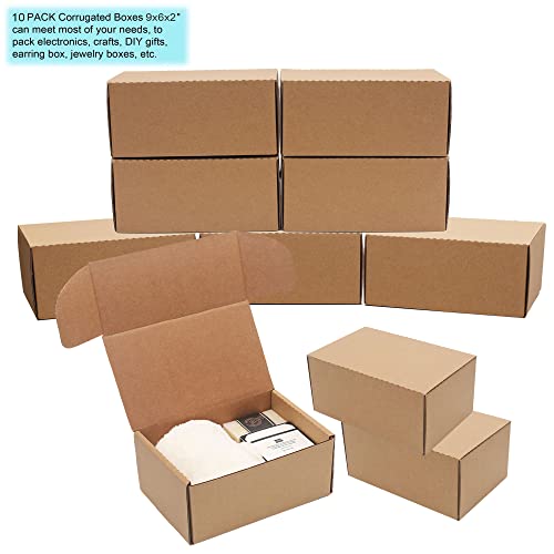 10 Pack Small Shipping Boxes for Packaging & Shipping 9x6x2'' (inner size) - size: 9 x 6 x 2 inches 10 pack
