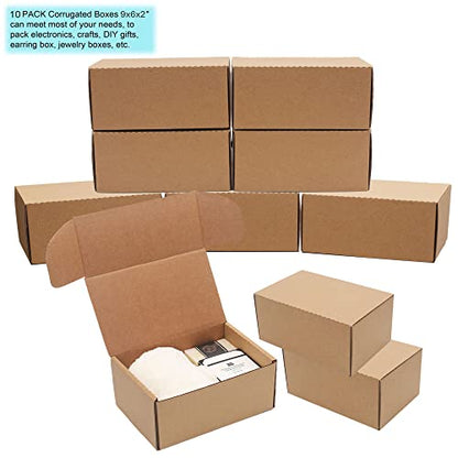 10 Pack Small Shipping Boxes for Packaging & Shipping 9x6x2'' (inner size) - size: 9 x 6 x 2 inches 10 pack