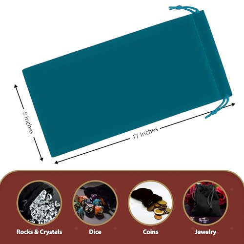 Mandala Crafts 8x17 Teal Velvet Drawstring Bags for Shoe Dusting Bags - color: Teal 8X17 Inches, size: 1 Count (Pack of 10)