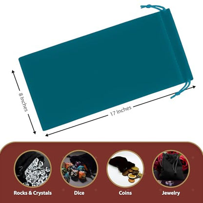 Mandala Crafts 8x17 Teal Velvet Drawstring Bags for Shoe Dusting Bags - color: Teal 8X17 Inches, size: 1 Count (Pack of 10)