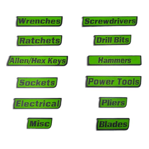 12 Pack Magnetic Tool Box Labels, Toolbox Magnets for Organization - color: Green