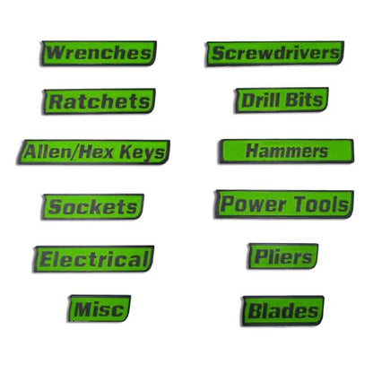 12 Pack Magnetic Tool Box Labels, Toolbox Magnets for Organization - color: Green