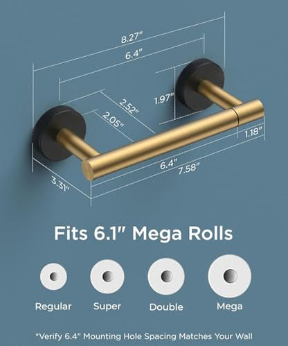 FORIOUS Commercial Toilet Paper Holder Wall Mount Bathroom Tissue Holder - color: Brushed Gold & Matte Black