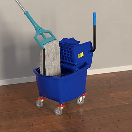 26 Qt. Blue Mop Bucket and Side Press Wringer Combo - color: Blue, size: 26 Qt.