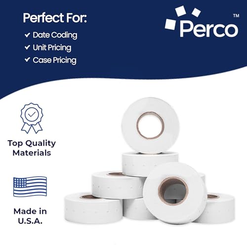 Perco 1-Line White Blank Price & Date Gun Labels – 8 Rolls, 8,000 Count - color: White, size: 1 Sleeve
