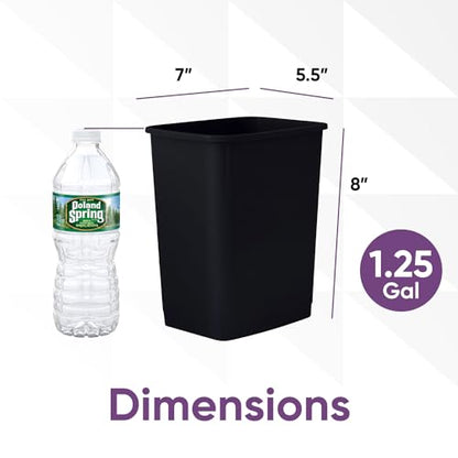 Superio 1.25 Gal Mini Plastic Trash Can, Small Waste Bin for Countertop, Desk, Vanity, Bathroom 5 Quart (2, Black) - color: 2, Black, size: 1.25 Gallon