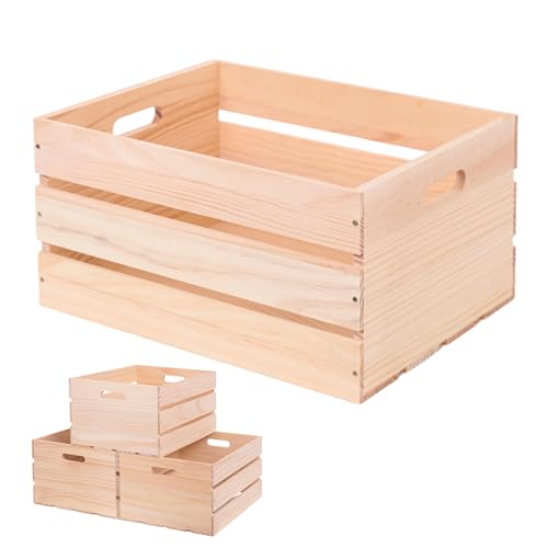1 Piece Large Pine Wood Crates For Storage, Unfinished Natural Wooden Crate