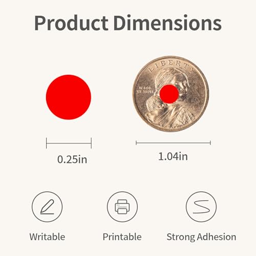 1/4" Red Dot Stickers Small Tiny Mini Little Circle Stickers - color: Red, size: 1/4 INCH