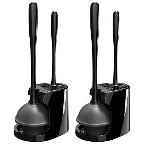 MR.SIGA Toilet Plunger and Brush Combo for Toilet Cleaning, Black, 2 Set - color: Black, size: 6.3 x 8.2 x 18.1 inch