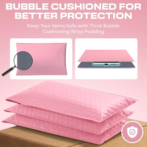 Light Pink Bubble Mailers 4x8, Poly Padded Envelopes #000, 500 Pack - color: Light Pink, size: 4"x8" / 500 Pack