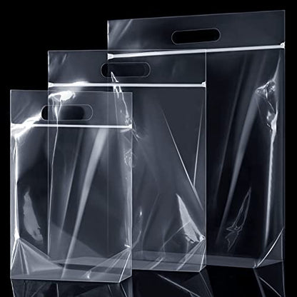 Clabby 60 Pcs Clear Zipper Storage Bags Plastic Transparent Expandable Bottom Bag with Carry Handle for Holding Clothes, Food, Crafts (8 x 8,10 x 10,12 x 12 Inch) - size: 8 x 8 Inch, 10 x 10 Inch, 12 x 12 Inch
