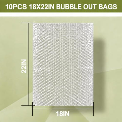 10PCS Large Bubble Out Bags, 18"x22" Clear Bubble Pouches Bag - size: 10PCS-18x22Inches