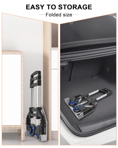 Folding Hand Truck, Dolly Cart with Wheels, Folding Dolly - color: Black Blue