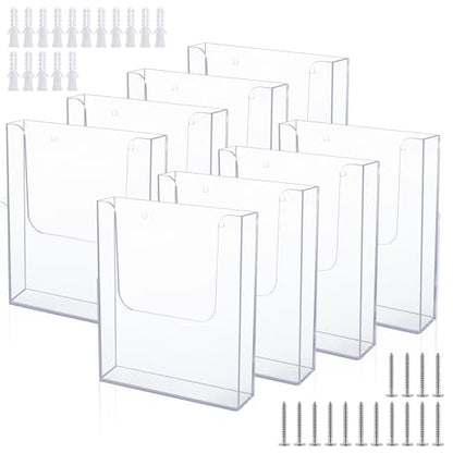 Ripeng 8 Pack Acrylic Brochure Holder Wall Mount, 8 x 11.5 Inch - style: Vertical