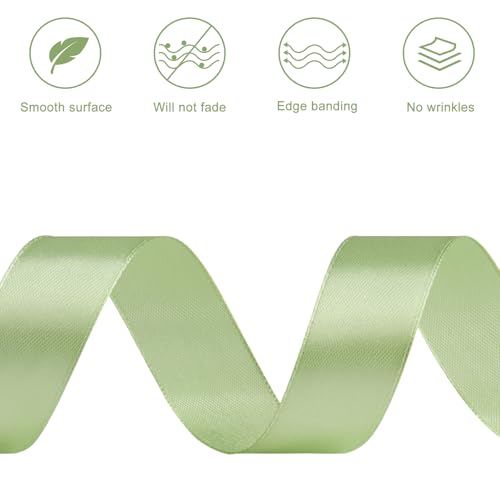 Sage Green Satin Ribbon, 1 Inch, 50 Yards - color: sage green