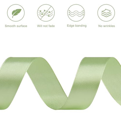 Sage Green Satin Ribbon, 1 Inch, 50 Yards - color: sage green