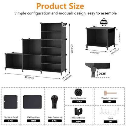 AWTATOS 6 Cube Closet Organizer Storage Shelves, Black - color: Black