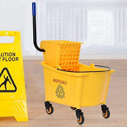 35 Quart Large Capacity Mop Bucket Side Press Cleaning Wringer Trolley for Household & Commercial Use