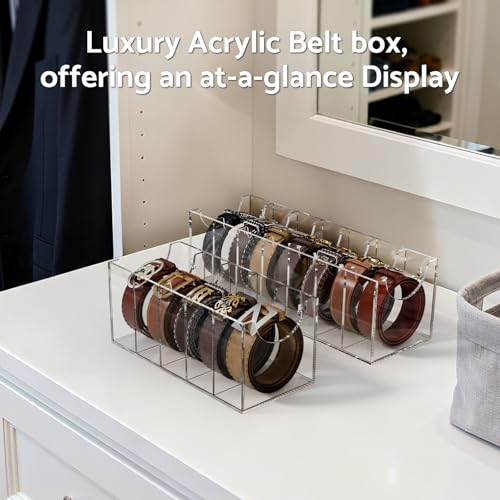 FEMELI Acrylic Belt Organizers Holders For Closet 7 Slots Belt Storage Box - size: 7-Compartments-01