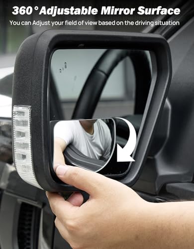 JOYTUTUS XLarge Blind Spot Mirror 2 Pack 3.7‘’×2.5‘’ HD Frameless Convex Glass for Wide Angle View and Safer Lane Changing Compatible with Trucks RVs Easy Stick On & Long Lasting Durability - size: Rounded Rectangle