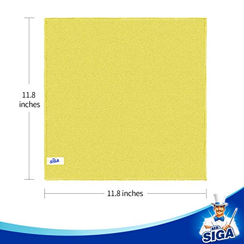 MR.SIGA Microfiber Cleaning Cloth, All Purpose Cleaning Towels, Pack of 50 - color: Green/Blue/Yellow/Pink/Gray, size: 50-Pack 11.8" x 11.8"