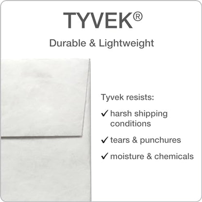 Quality Park Tyvek Envelopes, 100 Pack, Large 10 x 13 Envelopes, First Class Border, Easy-to-Open Tamper Evident Pull Strip, Rip, Puncture & Water Resistant Self Sealing Mailing Envelopes, White - size: 10 x 13