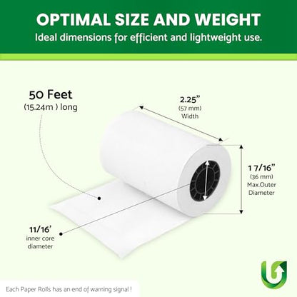 (50 Rolls) 2 1/4 x 50 Thermal Paper Receipt Rolls 55 GSM Premium Quality German Paper fits all Credit Card Terminals Verifone VX520 Ingenico ICT220 ICT250 FD400 BPA Free