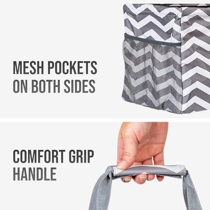 Extra Large Utility Tote Bag - Oversized Collapsible Beach Bag - Chevron Gray - color: Chevron Gray