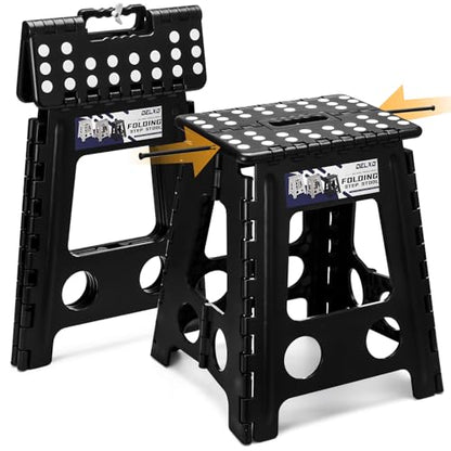 Delxo 16 Inch Folding Step Stool,Foldable Step Stool for Adults Black - color: Black, size: 16 Inch