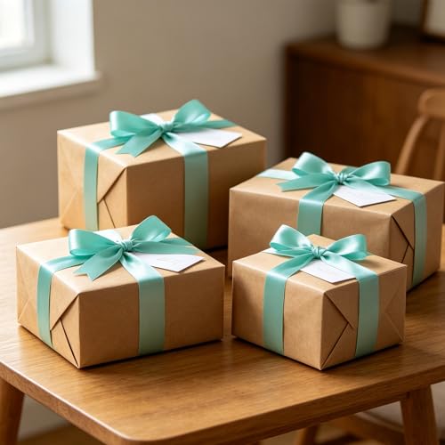 1In 30Yards Mint Blue Satin Ribbon for Gift Wrapping Easter Baby Shower - color: Mint Blue, size: 1 inch