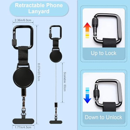 Retractable Phone Tether, Adjustable Anti-Theft Phone Lanyard