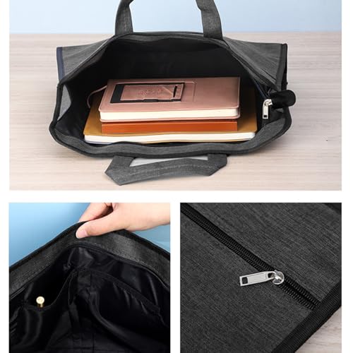 Zipper Document Pouch with Handle Portable Zipper File Bags for Carrying Paper Files Books File Document Bag - color: Black