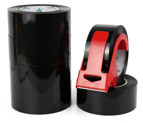 BOMEI PACK Black Packing Tape, 6 Rolls Heavy Duty Packaging Tape for Shipping Packaging Moving Sealing, Thicker Packing Tape, 1.88 Inches Wide, 110 Yards Per Roll - color: Black