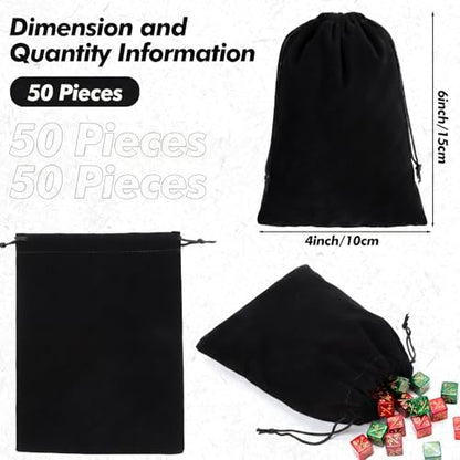 50 Pcs Black Velvet Drawstring Gift Bags, 4 x 6 Inch - size: 4 x 6 Inch