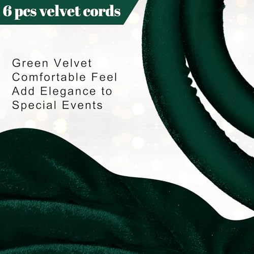 Fumete 6 Pcs Velvet Rope 4 Feet with Gold Hook Crowd Control, Dark Green - color: Dark green