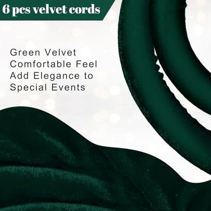 Fumete 6 Pcs Velvet Rope 4 Feet with Gold Hook Crowd Control, Dark Green - color: Dark green