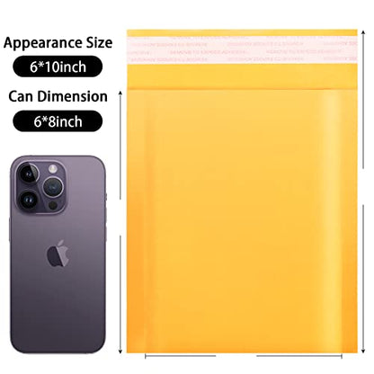 DaSen Kraft bubble mailers 6x9 Inch 50 Pack,Self-Sealing Paper Envelopes for Packaging,Strong Adhesion Envelope Mailers, Small Waterproof Cushioned Padded Shipping Bags Yellow #0 - size: 6x9-50Pc