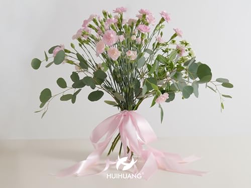 HUIHUANG Pink Double Faced Satin Ribbon 1-1/2 inch Continuous 100 Yards - color: Light Pink, size: 1-1/2 inch