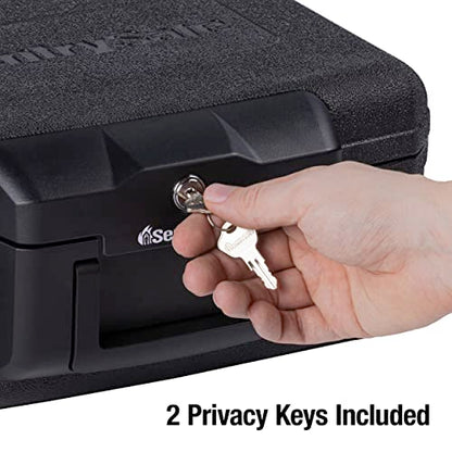 SentrySafe Fireproof Money Safe with Key Lock, Black Lock Box with Portable Carrying Handle for Travel, Exterior: 14.3 in. W x 11.2 in. D x 6.1 in H, 1200 - size: 0.18 cu. ft., style: Fire resistant box