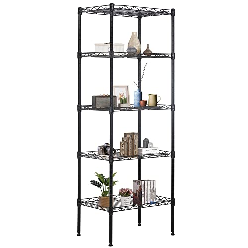 FDW | 5-Tier Wire Shelf | 17" x 12" x 48" | Black - color: Black, size: 17×12×48