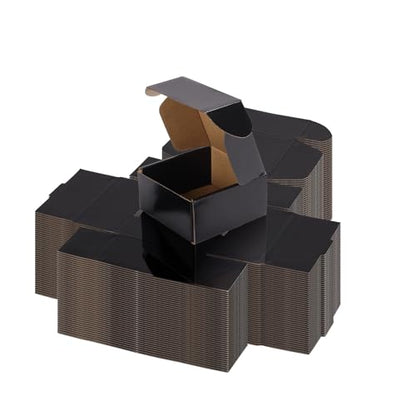 Hoikwo 40 Pack 4x4x2 Shipping Boxes for Small Business, Black Packaging Cardboard Boxes, Moving Mailing Packing Box - color: Black(Glossy), size: 4x4x2-40 Boxes