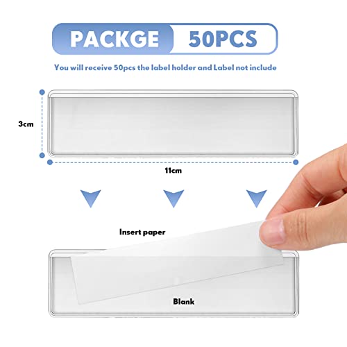 Epakh 50 Pcs Self Adhesive Label Holders 1.2 x 4.3 in Shelf Tag Pockets