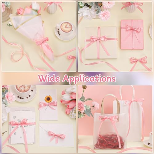 woric 120 Yards Pink Ribbon 3/8 Inch Light Pink Satin Ribbons - color: Pink
