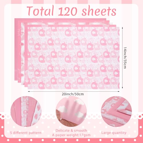 woric 120 Sheets Pink Tissue Paper Bulk 20 x 14 Inch - color: Pink Baby Shower