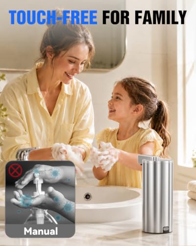 Fantictas Touchless Foaming Soap Dispenser, 11.5 oz Stainless Steel Pump - color: Stainless Steel, style: Foam