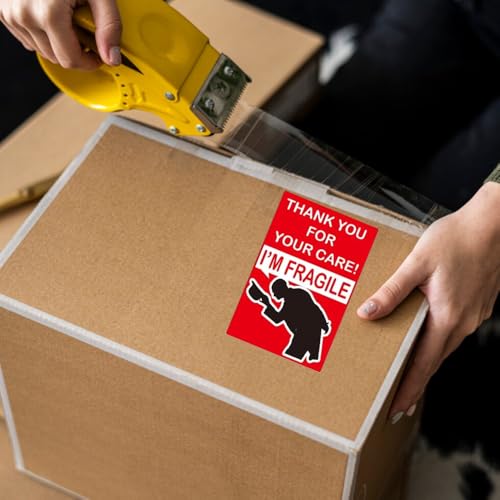 Funny Fragile Stickers for Shipping & Moving, 500pcs Waterproof Labels with Thank You for Care Design, 2x3 Inch Humor Decals for Safe Package - style: 2*3 inch fragile bow