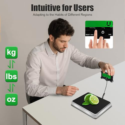 Shipping Scale, 440lb × 50g Accuracy Digital Heavy Duty Postal Scale Luggage Scale with Stainless Steel Platform & LCD Display for Packages Luggage Batteries & USB Cable Included