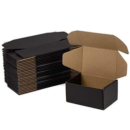 6x4x3 Inches Shipping Boxes Pack of 25, Packaging Corrugated Cardboard Mailer Boxes for Small Bussiness, Black - size: 6 x 4 x 3 inch