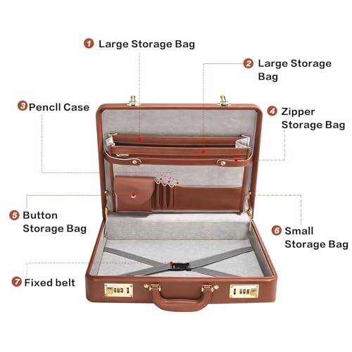 LOCKCURX Briefcases for Men, Anti-Theft Dual Lock Briefcase, 16 Inch Laptop - color: Brown, size: Combination Lock