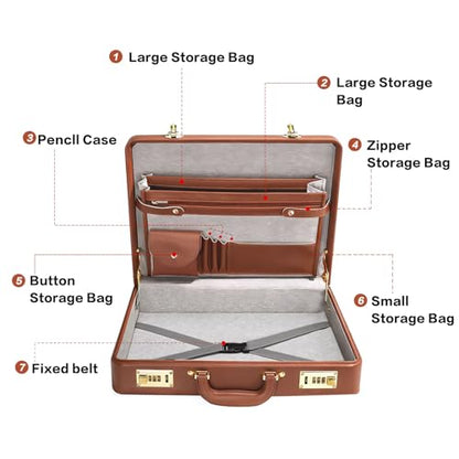 LOCKCURX Briefcases for Men, Anti-Theft Dual Lock Briefcase, 16 Inch Laptop - color: Brown, size: Combination Lock